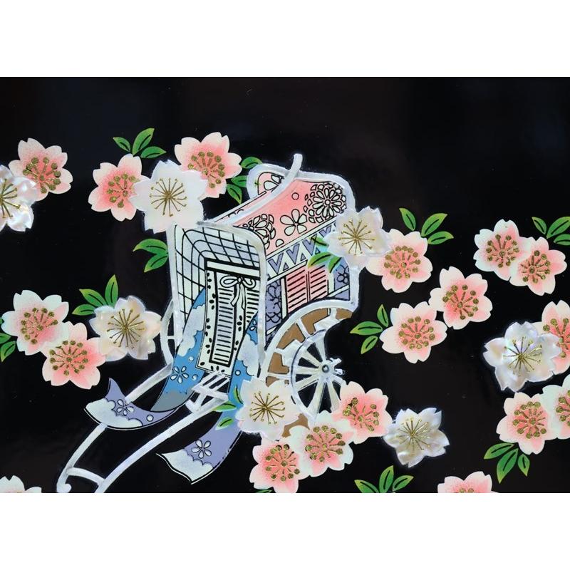 アウトレット品 雛人形三月屏風 屏風のみ 11号 御所車 螺鈿 黒塗 三曲
