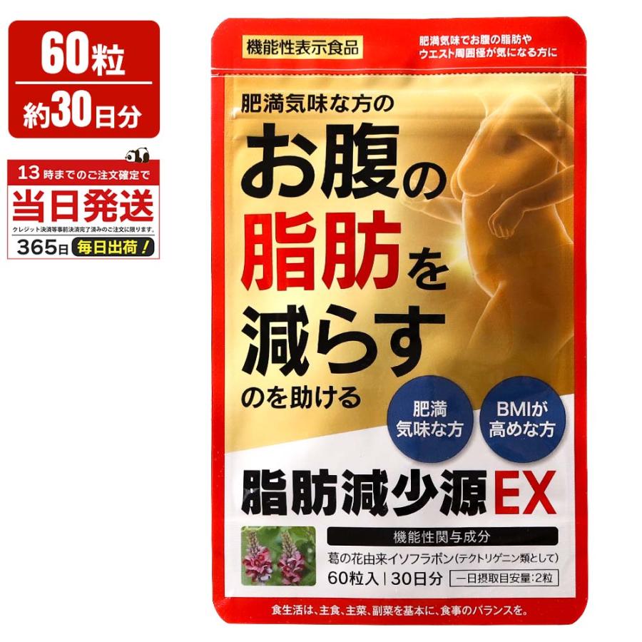 脂肪減少源 EX 60粒 30日分 ハーブ健康本舗 ウエスト周囲径 機能性表示