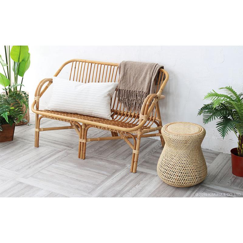 ラタンスツール 円形 鼓型 おしゃれ かわいい ラタン 籐 玄関椅子