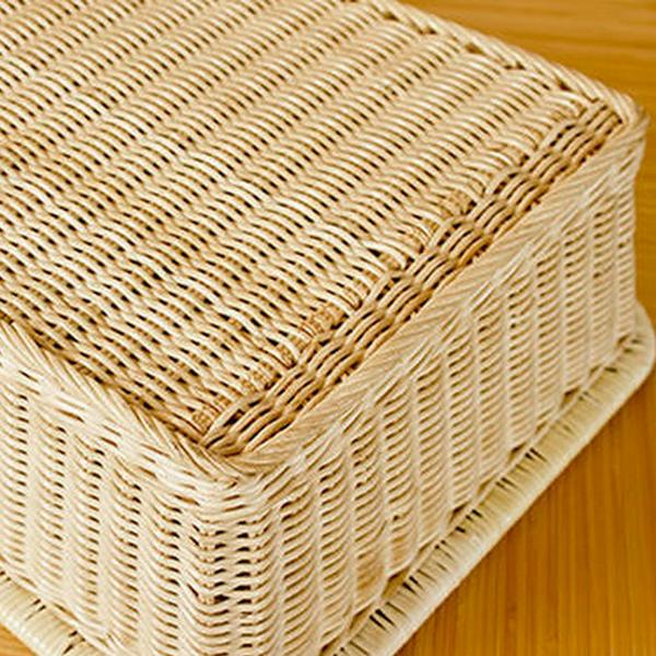 脱衣 カゴ 籐 ラタン 天然素材 旅館 銭湯 バスケット 長方形 53cm 業務