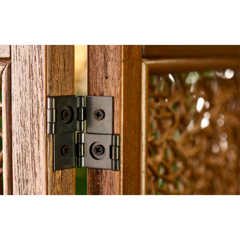 衝立 ラタン 籐 スクリーン 3連 パーテーション 木製 天然木 無垢材