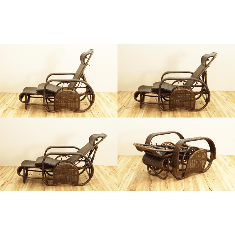 ラタン リクライニングチェア パーソナルチェア 折りたたみ 手編み