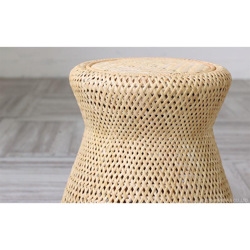 ラタンスツール 円形 鼓型 おしゃれ かわいい ラタン 籐 玄関椅子