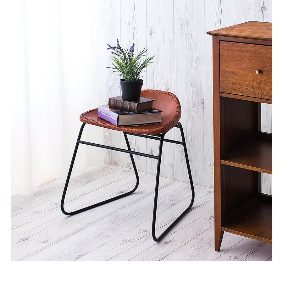 アイアンと本革のスツール キャメル レザースツール 本革スツール