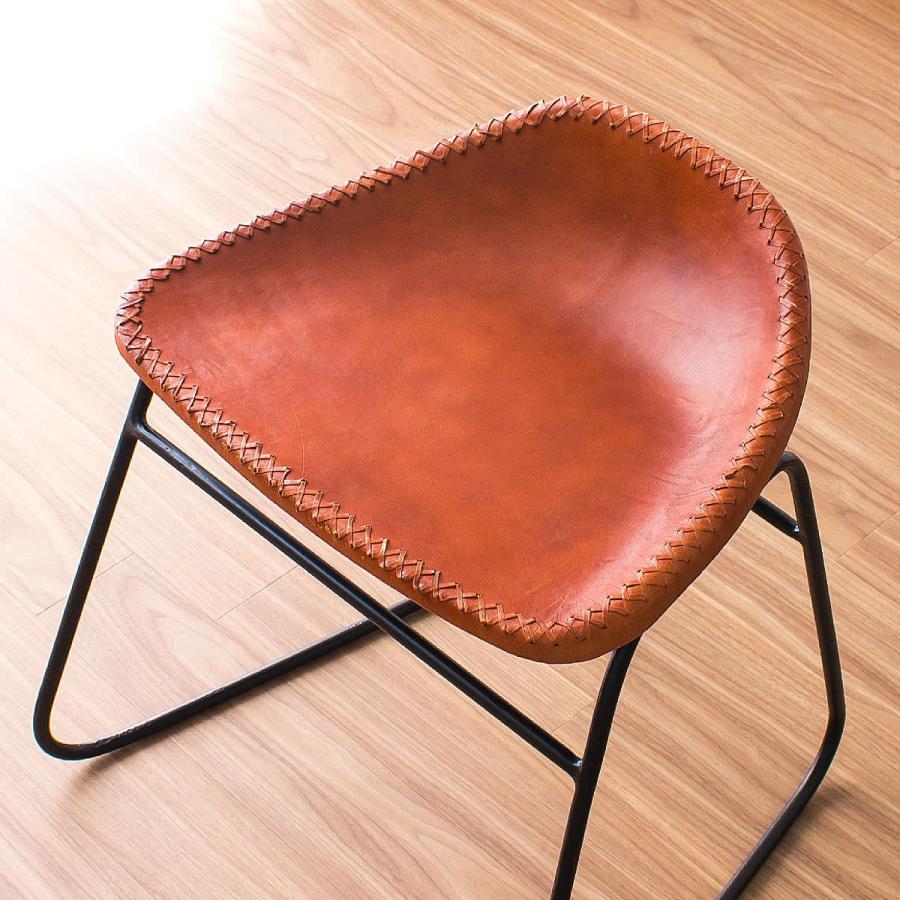 アイアンと本革のスツール キャメル レザースツール 本革スツール