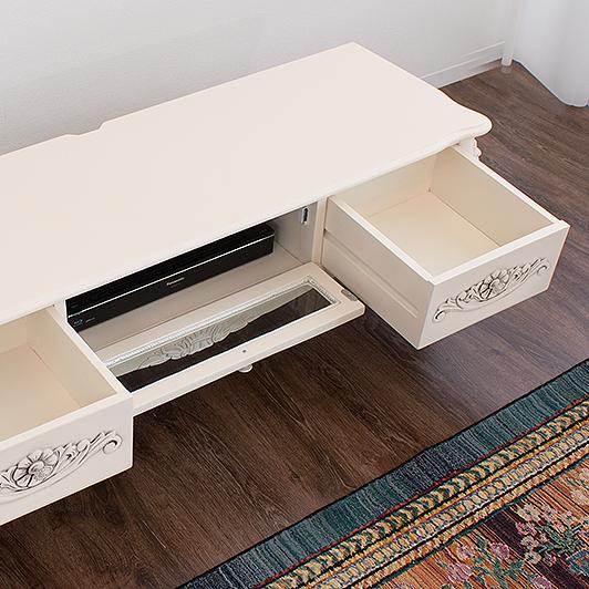 テレビボード アンティーク 猫脚 ロココ調 おしゃれ 猫足 130 ホワイト