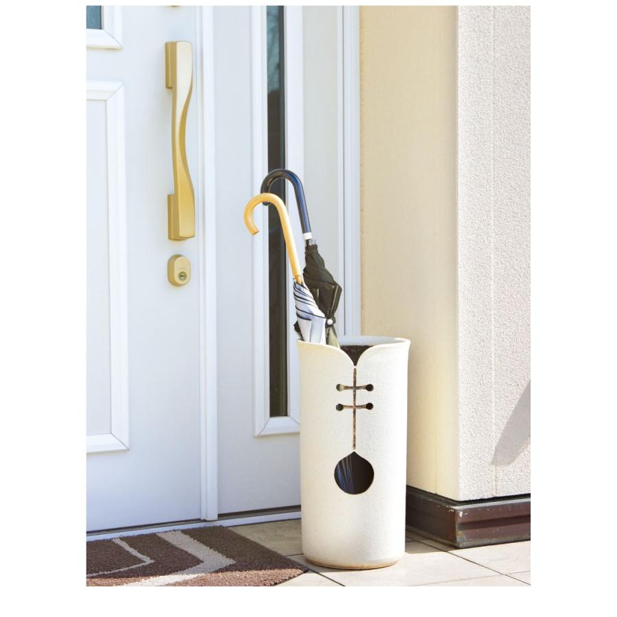 傘立て 信楽焼 ツートン デザインカット 信楽焼き 傘立 幅24.5 高さ47