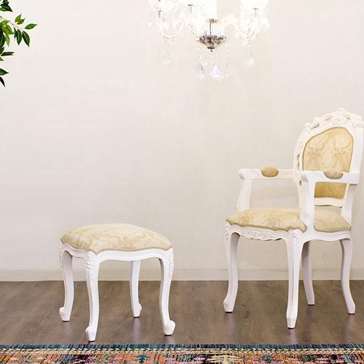 椅子 スツール 猫脚スツール 白 ネコ脚 ロココ調チェア カフェ 姫家具