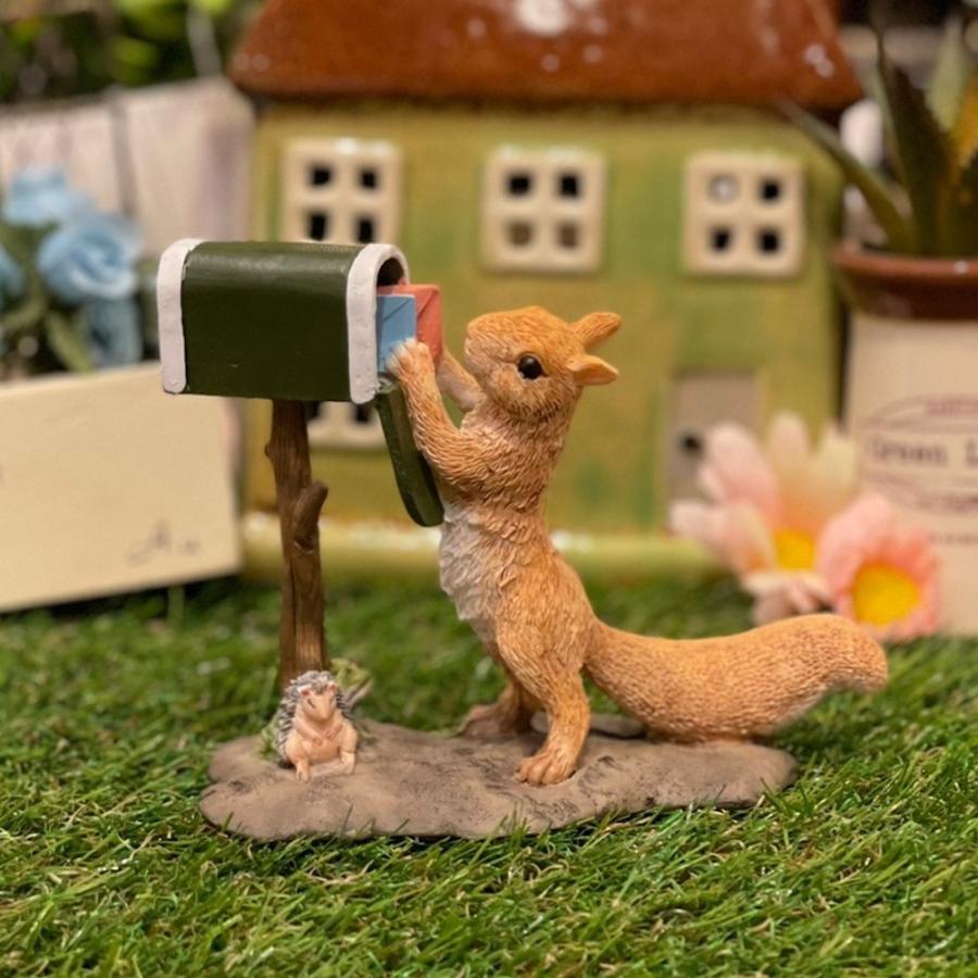リス レトロ アンティーク風 昭和レトロ 置物 郵便受け ポスト はり