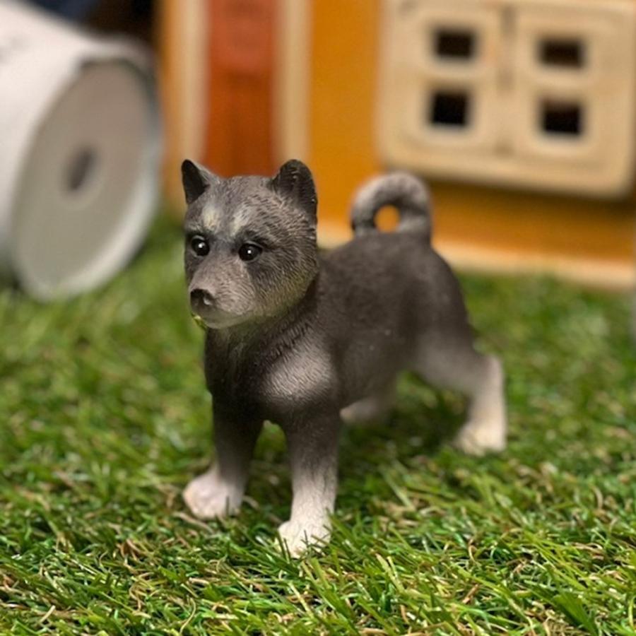 豆柴 柴犬 犬 子犬 黒柴 ミニチュアアニマル 置物 オブジェ かわいい