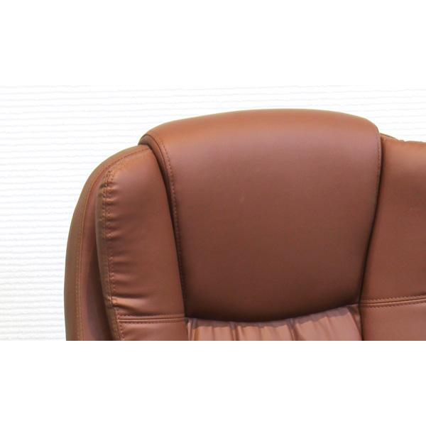 デスクチェア 合成皮革張り肘掛け付きオフィスチェアー ブラウン色