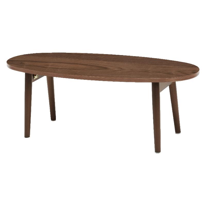 折れ脚テーブル 座卓 楕円形 ローテーブル ブラウン色 折りたたみ