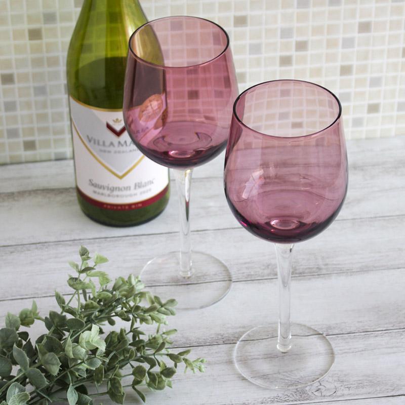 ワイングラス 22.3cm 紫 グラス 赤ワイン ボルドー型 カラーワイン