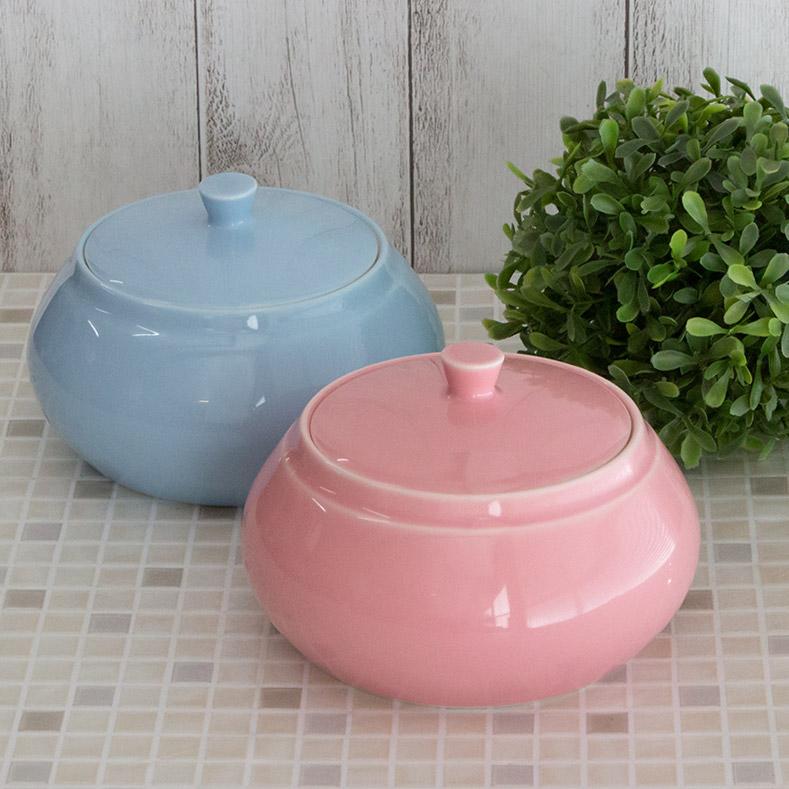 小物入れ キャニスター 陶器 小物収納 保存容器 ブルー ピンク