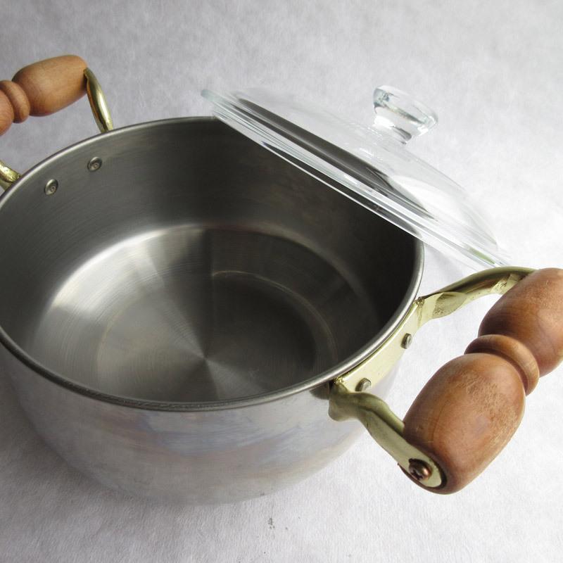 鍋 両手鍋 蓋付 シチュー鍋 なべ ナベ ステンレス製 ガラス蓋 訳あり品