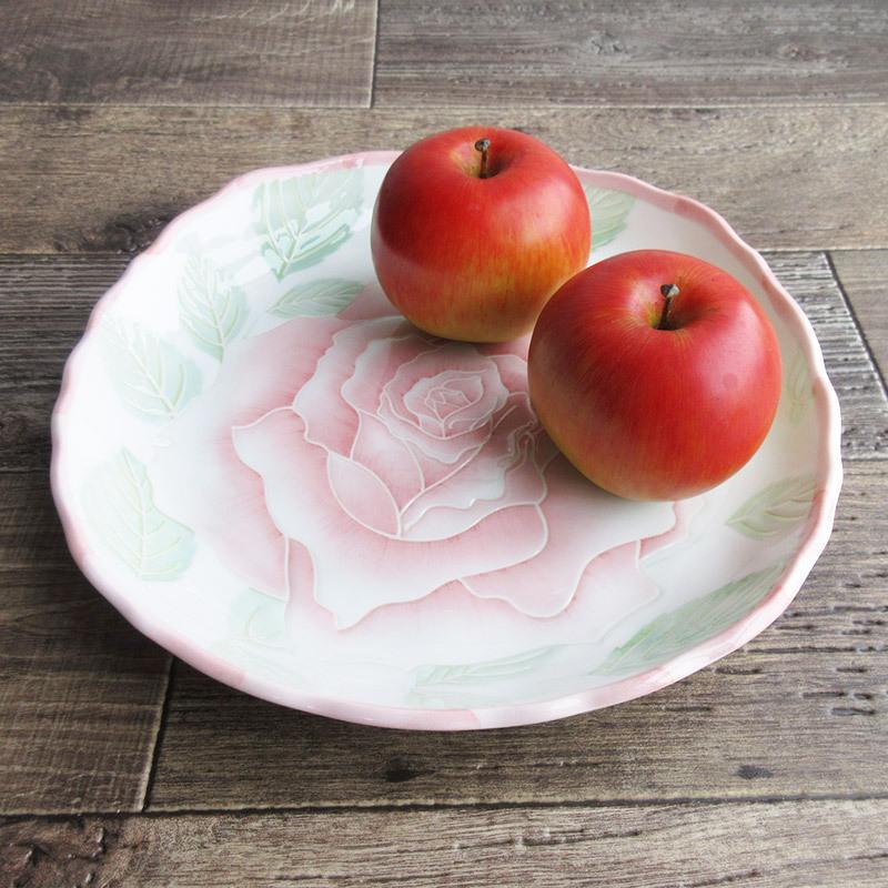 大皿 盛り皿 プレート 日本製 バラ 薔薇 パスタ オムライス 陶磁器