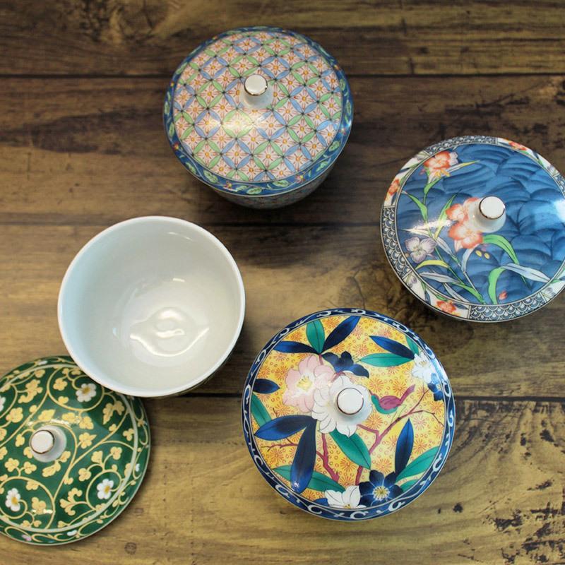 京友禅 蓋付汲出（柄おまかせ） / 蓋つき 煎茶碗 煎茶 湯飲み 翔優作