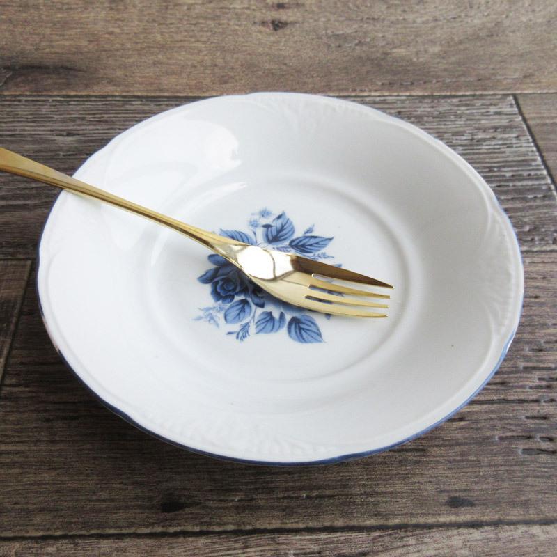 スープ皿 プレート 洋食器 クープ 青色 薔薇 ローズ 花柄 サラダ