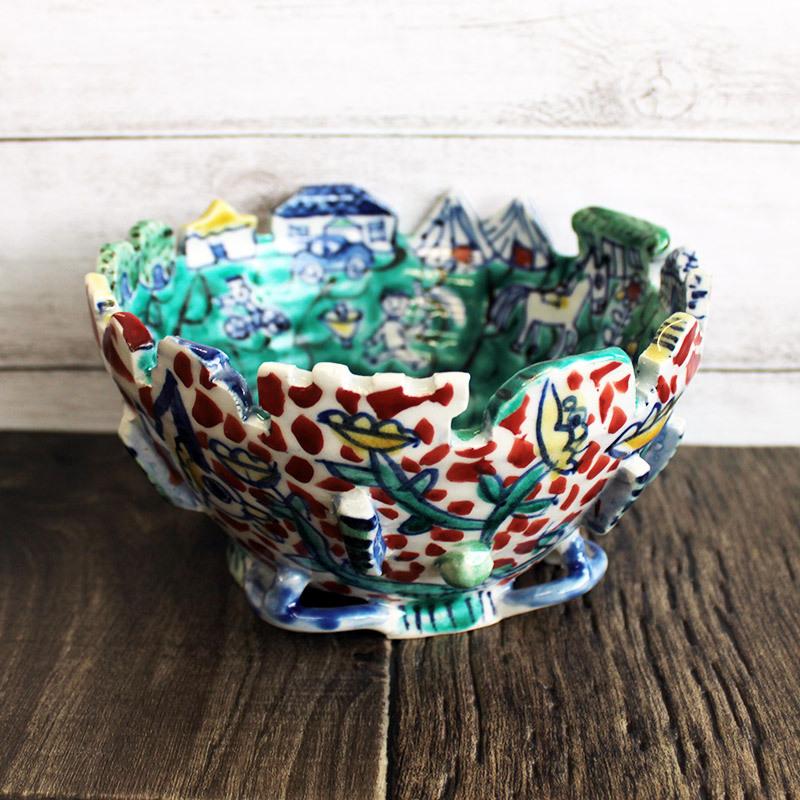 有賀正季 菓子鉢 ニワトリ 子供 テニス ラクダ おうち 緑のある風景