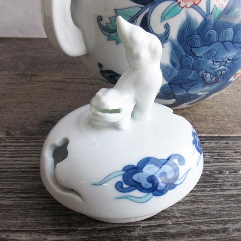 香炉 蓋付 陶器 唐獅子 鳳凰 不死鳥 和風置物 縁起物 魔除け 床の間