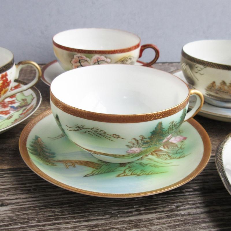 カップ&ソーサー 透かし美人 芸者の透かし絵 レトロ 海外貿易用