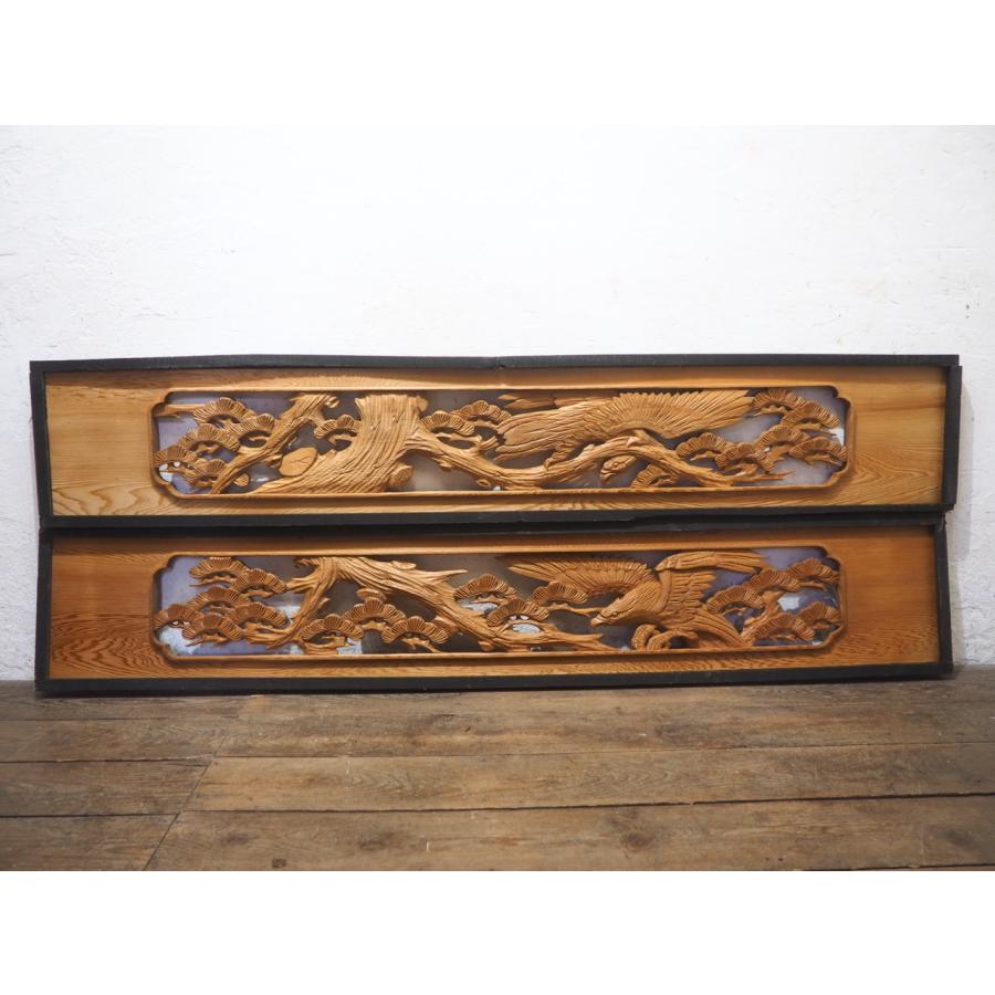 タV0093◇【H33cm×W185cm】×2枚◇アンティーク◇分厚い木彫りデザイン