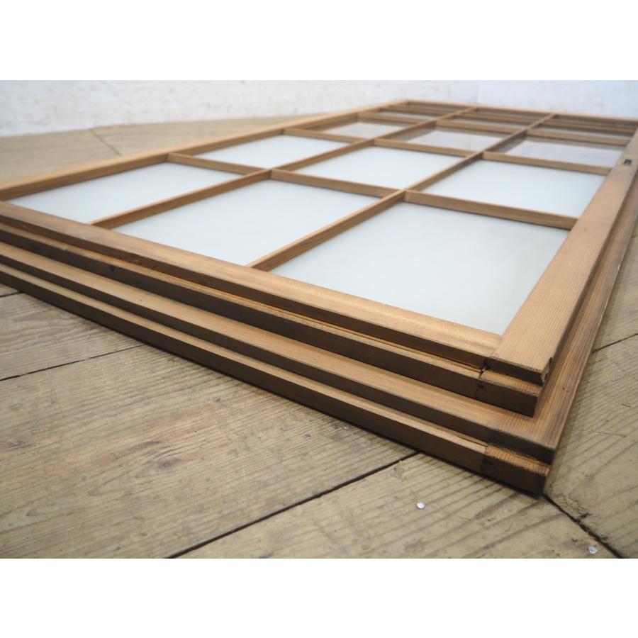 タG0746◇【H175cm×W88cm】×2枚◇昭和レトロな味わいの古い木製ガラス