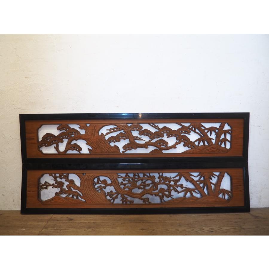 タL0662◇【H37,5cm×W171cm】×2枚◇木彫りデザインのレトロな古い木製