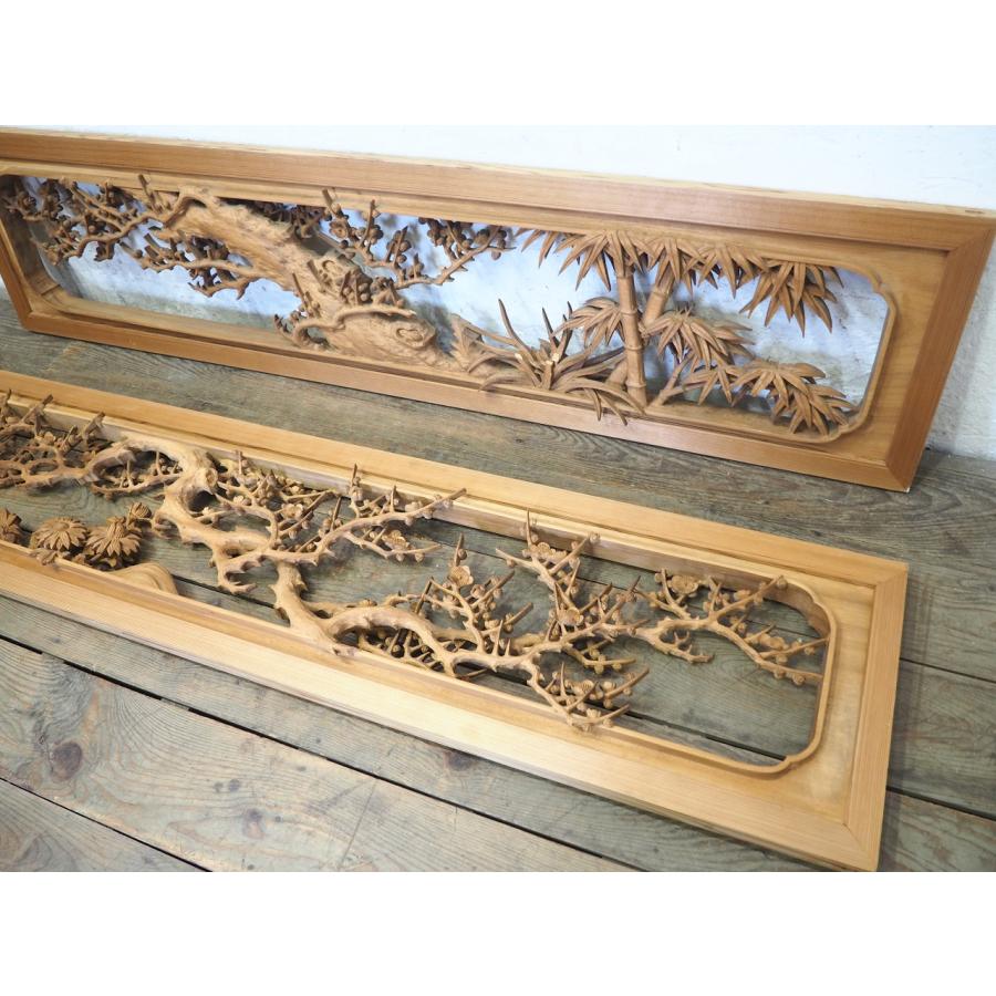 タS0303◇【H40,5cm×W169,5cm】×2枚◇厚み8cm◇重厚な木彫りデザインの