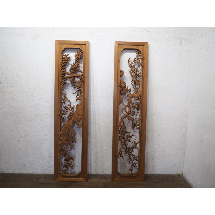 タS0303◇【H40,5cm×W169,5cm】×2枚◇厚み8cm◇重厚な木彫りデザインの