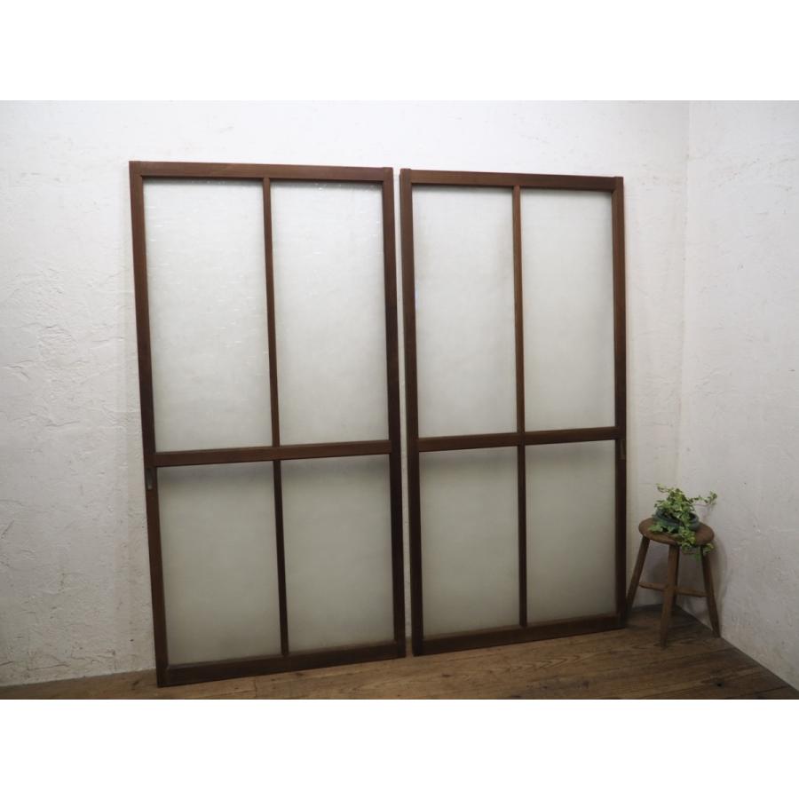 タX0696◇(1)【H176cm×W87cm】×2枚◇昭和レトロなデザインガラスの古い