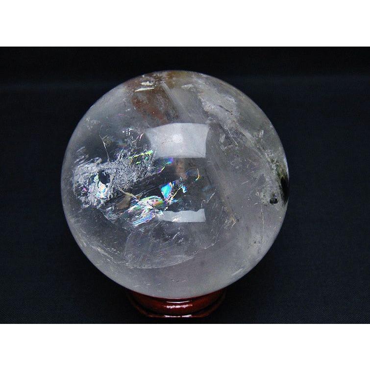 虹入り ガーデンクォーツ（庭園水晶） 丸玉 68mm t100-4674 : 誠安