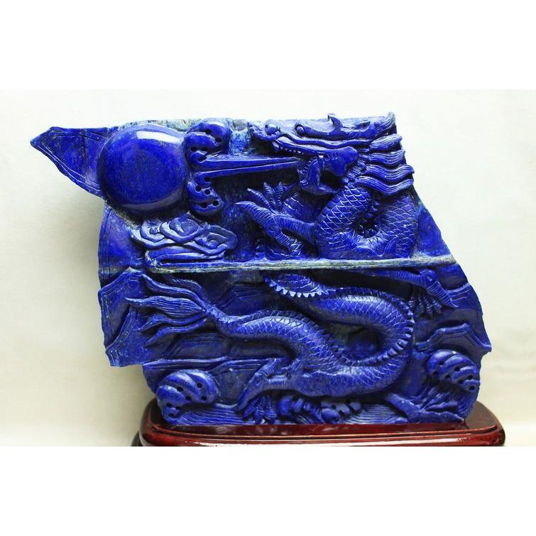 5.6Kg ラピスラズリ 手彫り 龍 置物 t362-563 : 誠安天然石専門店