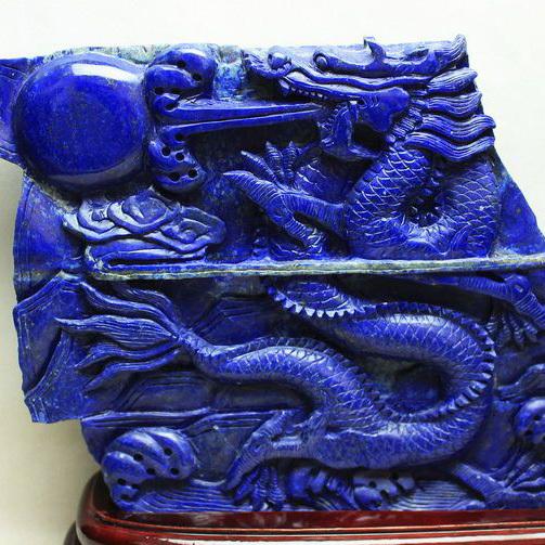 5.6Kg ラピスラズリ 手彫り 龍 置物 t362-563 : 誠安天然石専門店
