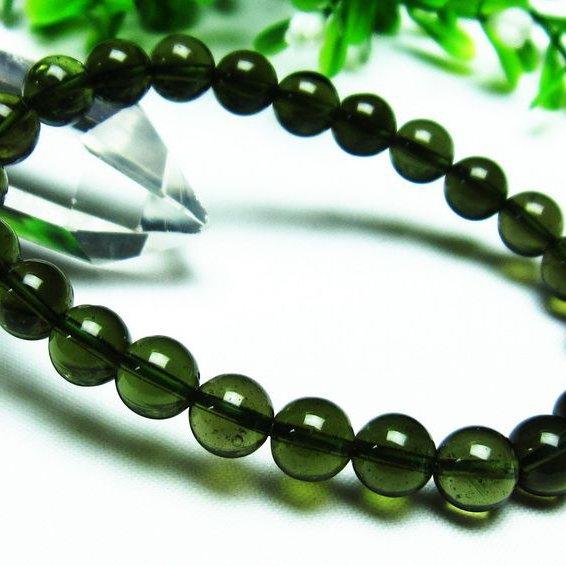 鑑別書付属 モルダバイト ブレスレット 7mm t64-460 : 誠安天然石専門