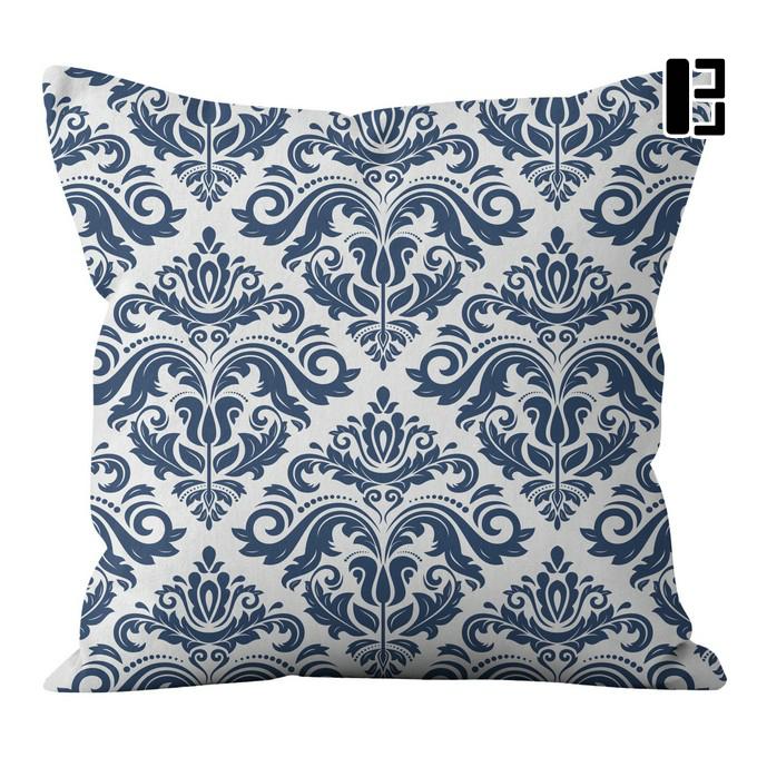 クッション カバー クッションカバー 45×45 サンゴ ネイビー ギザギザ