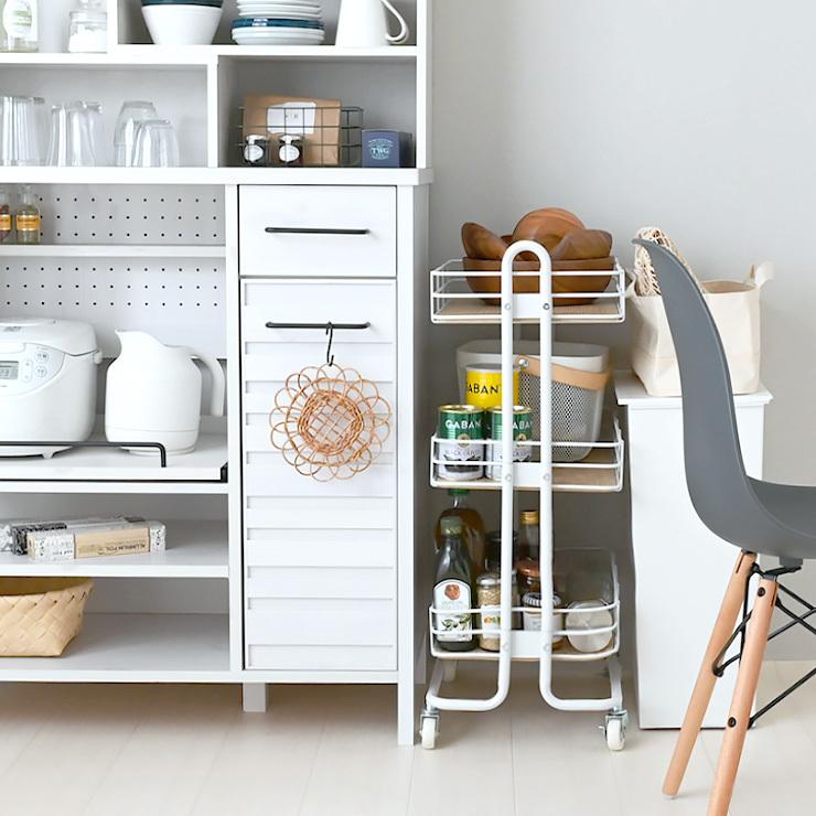 不二貿易（Fuji Boeki） キッチンワゴン キャスター付き バスケット