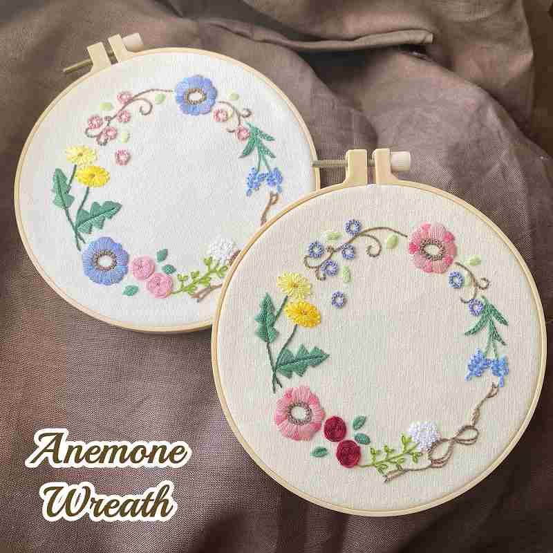 刺繍キット 初心者 初級 アネモネのリース たんぽぽ おすすめ 可愛い