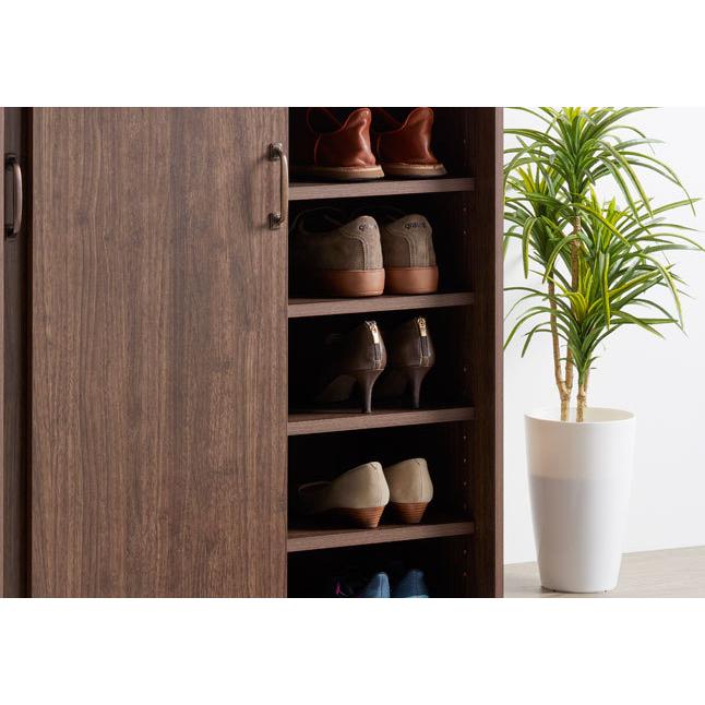 下駄箱 シューズボックス 木目調 ダークブラウン 木製 幅79 高さ89