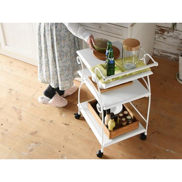 キッチンワゴン キャスター付き 棚収納 アンティーク調 コンパクト