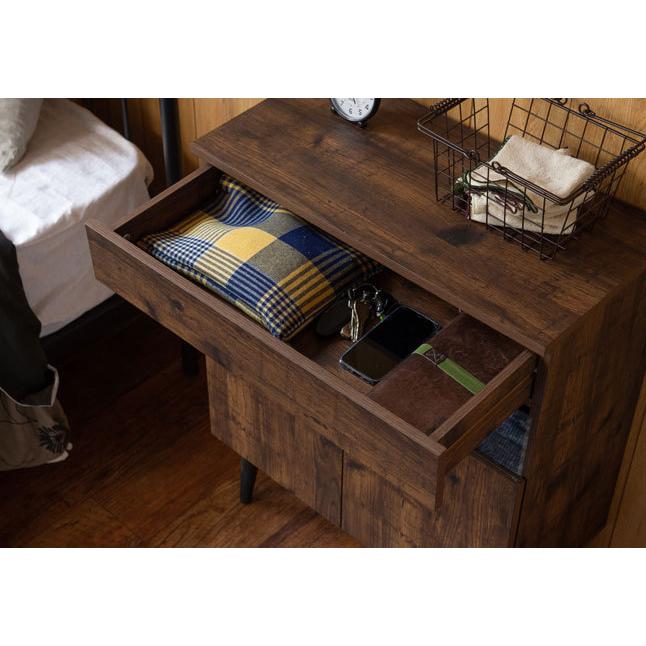 キャビネット 収納棚 ヴィンテージ風 木製 ブラウン 幅61 : 収納家具