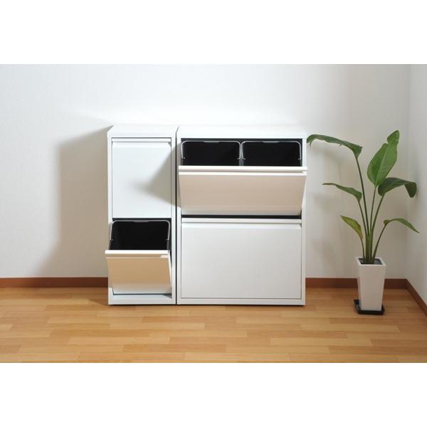 スチール製 フラップ式 ダストボックス 2分別 幅34.5cm ゴミ箱 ごみ箱