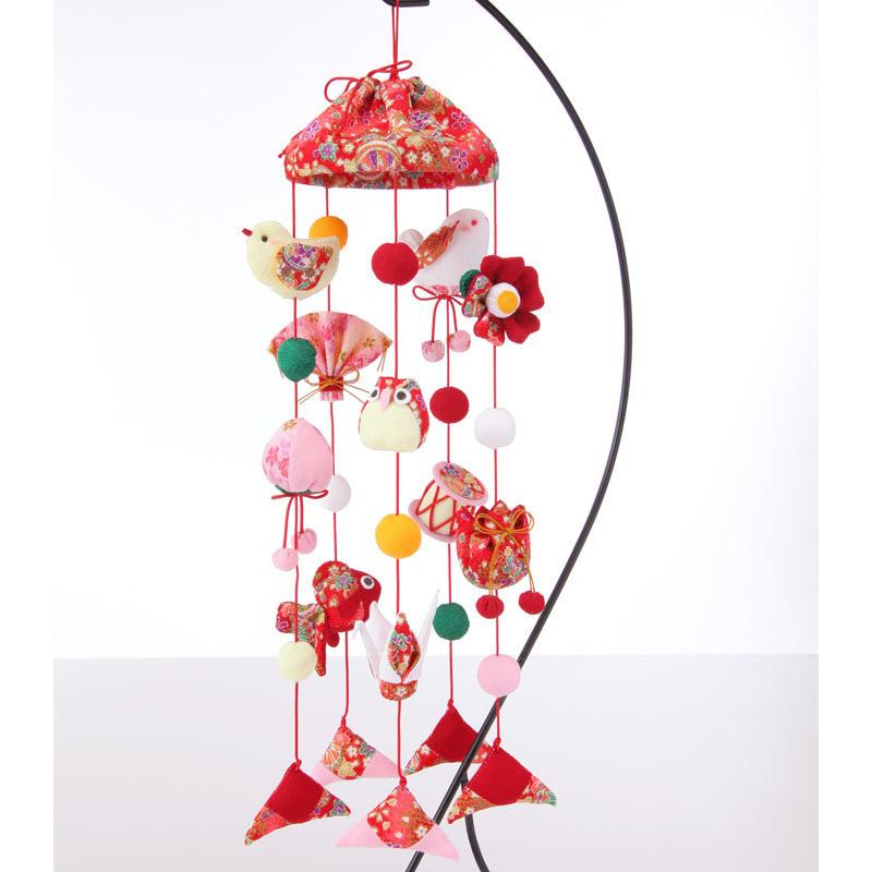 縁起物モチーフ 傘宝つるし雛5本飾り 赤 手作りキット ひな祭り