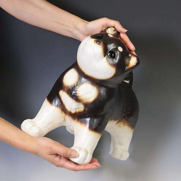 信楽焼 犬 黒柴犬 イヌ 陶器 いぬ 柴いぬ 置物 やきもの ガーデニング