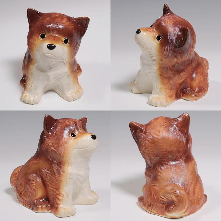 選べる3色 信楽焼 犬の置物 白色 黒色 火色 小さい 置物 陶器 ワン