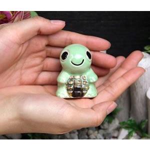 信楽焼 ミニ亀 緑 学問 実力長寿にご利益がある亀 縁起物のかめ置物