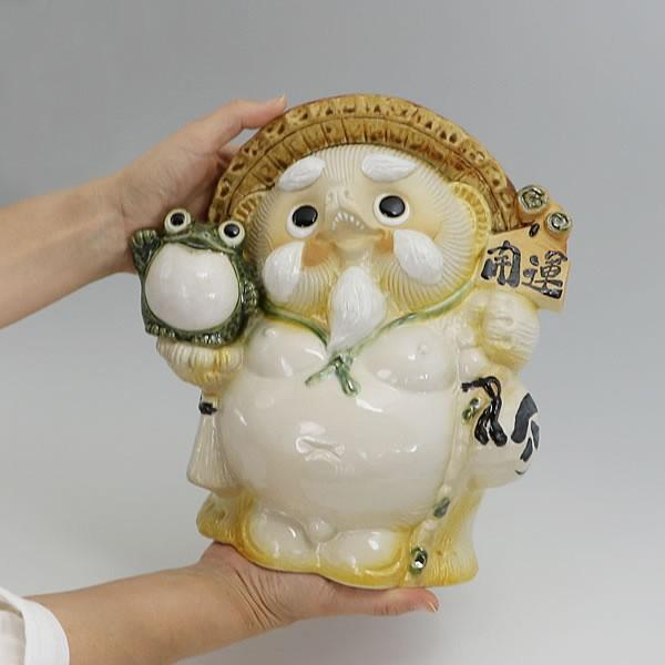 信楽焼 9号蛙持ち仙人狸 たぬき タヌキ 開運 縁起物 可愛い 陶器 商売