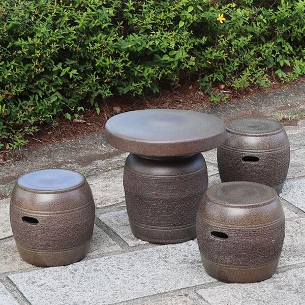 信楽焼 ガーデンテーブル 陶器テーブルセット 庭園テーブル イス