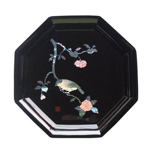 高岡漆器 八角飾皿 お皿 料理皿 箸休め 漆器 螺鈿 飾り皿 専用の皿立付