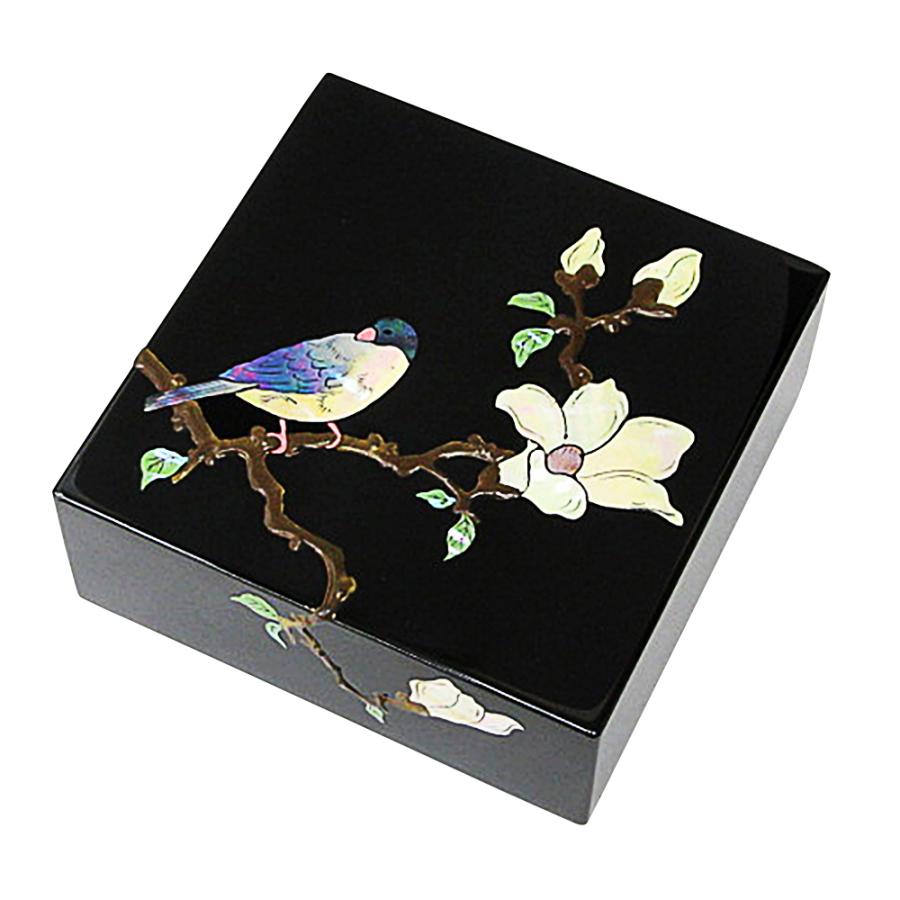 漆器 小箱 螺鈿（らでん） 螺鈿装飾 錆絵花鳥 高岡漆器 小物入れ 日本